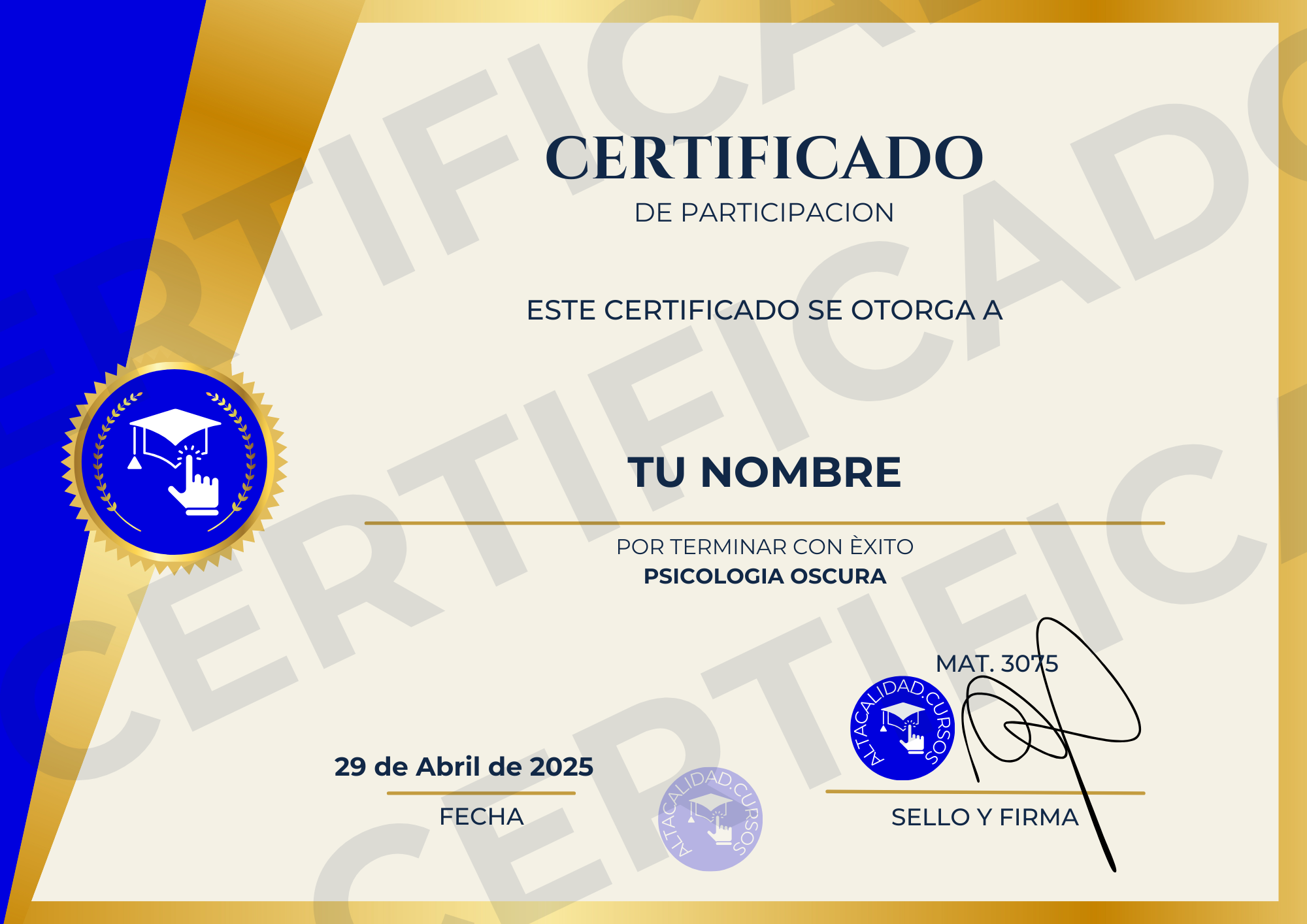Certificado de participación