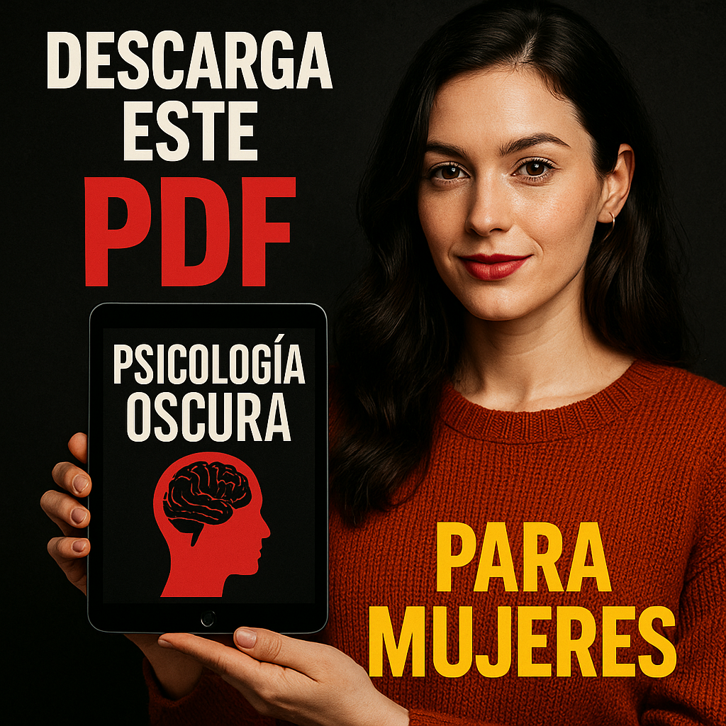 Mujer sosteniendo tablet con PDF de Psicología Oscura